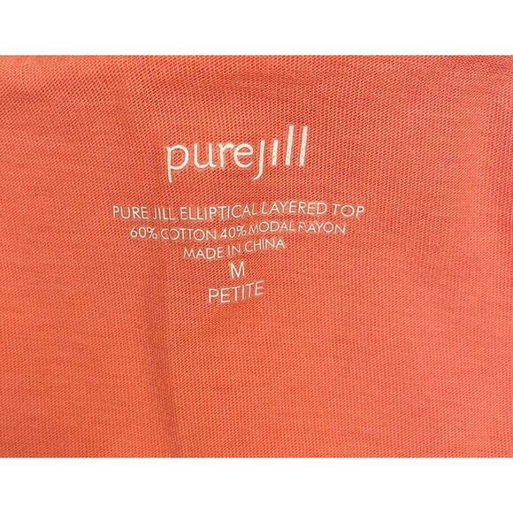 Pure Jill Elliptical Layered Top Peach Dude Petite Medium Cotton/Modal Blend - Picture 3 of 7